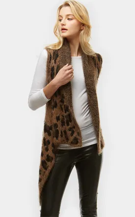 LOF561 Leopard Printed Fuzzy Vest