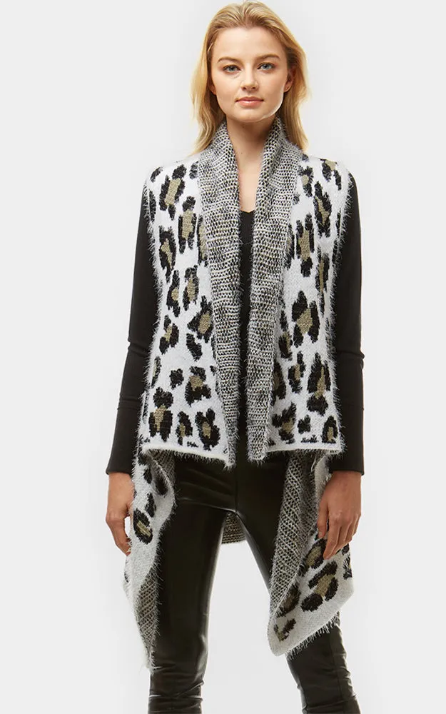 LOF561 Leopard Printed Fuzzy Vest
