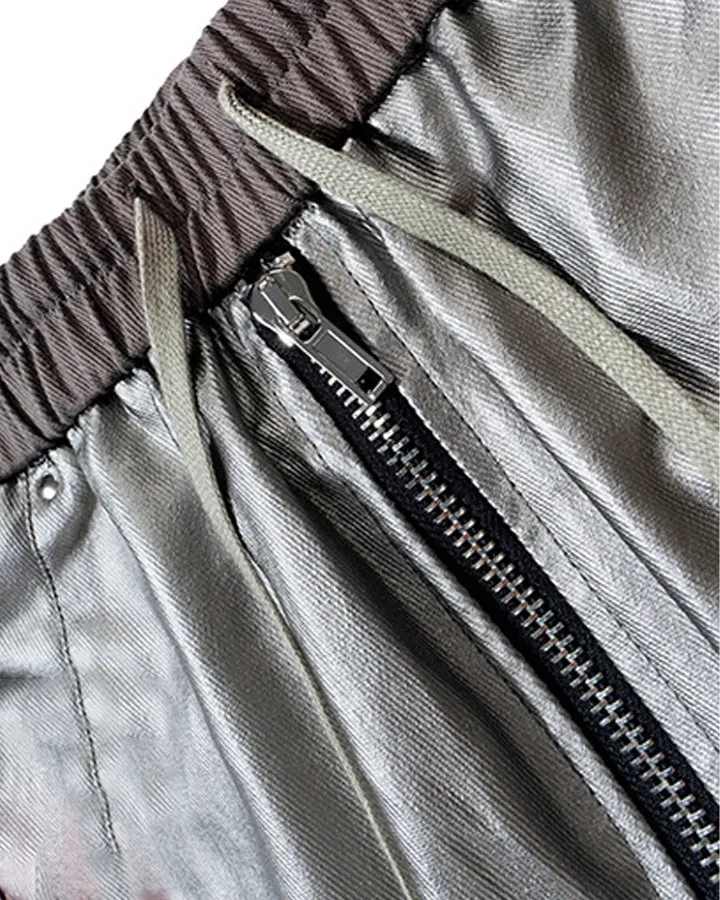 Matte Coated Silver Cargo Pants