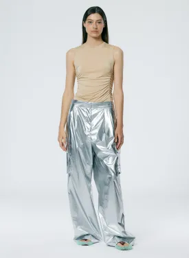 Metallic Nylon Pleated Stella Cargo Pant