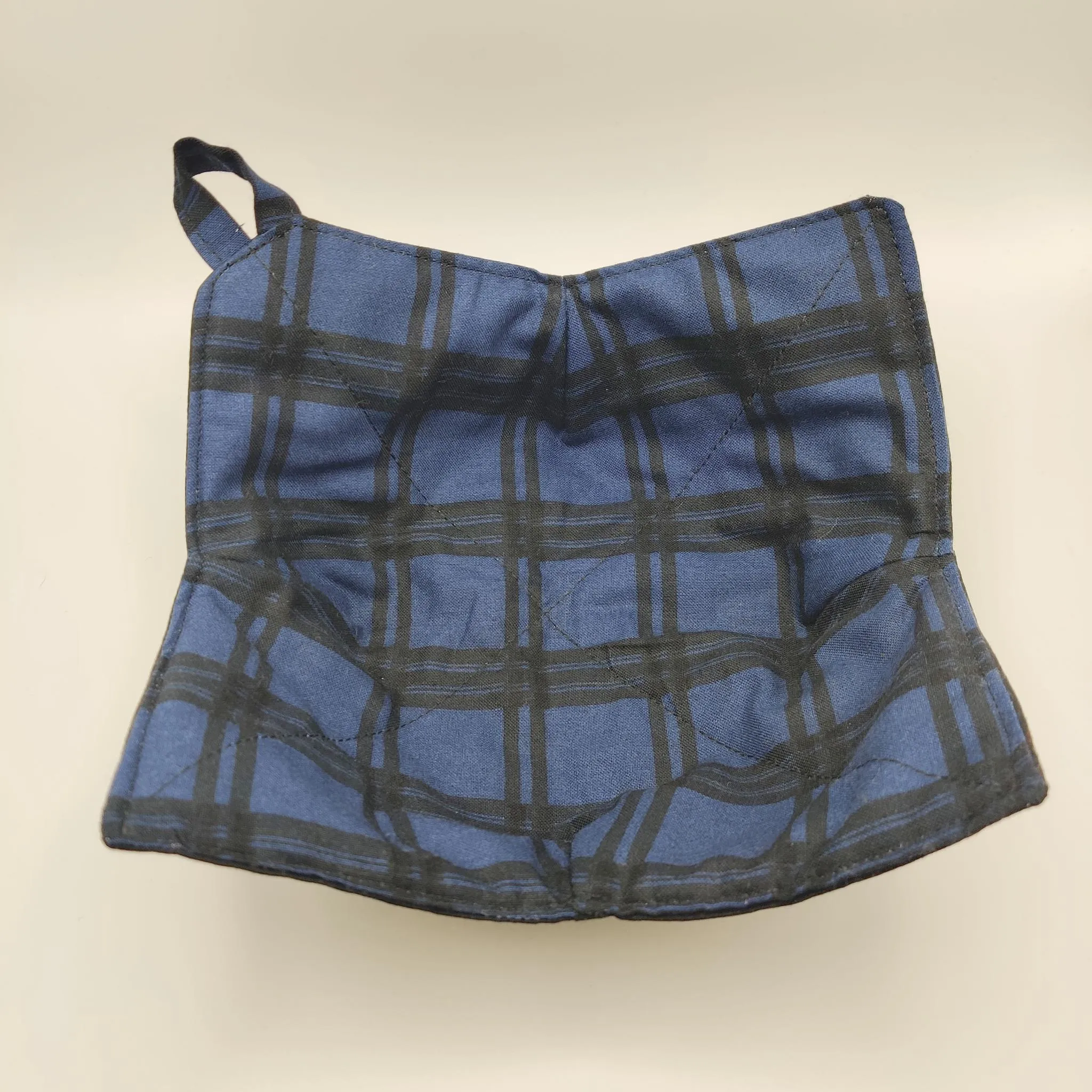 Microwaveable Bowl Cozy  - Blue and Black Plaid