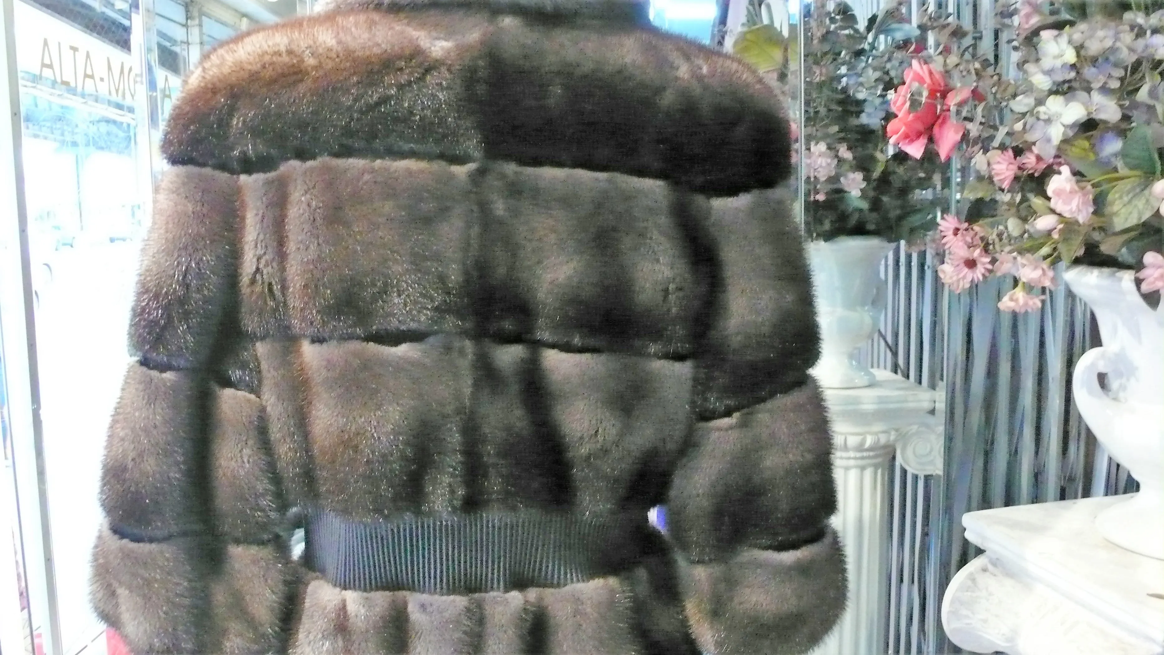 Mink Fur Stroller Coat Modern Horizontal Design Two Tone PREMIER FURS