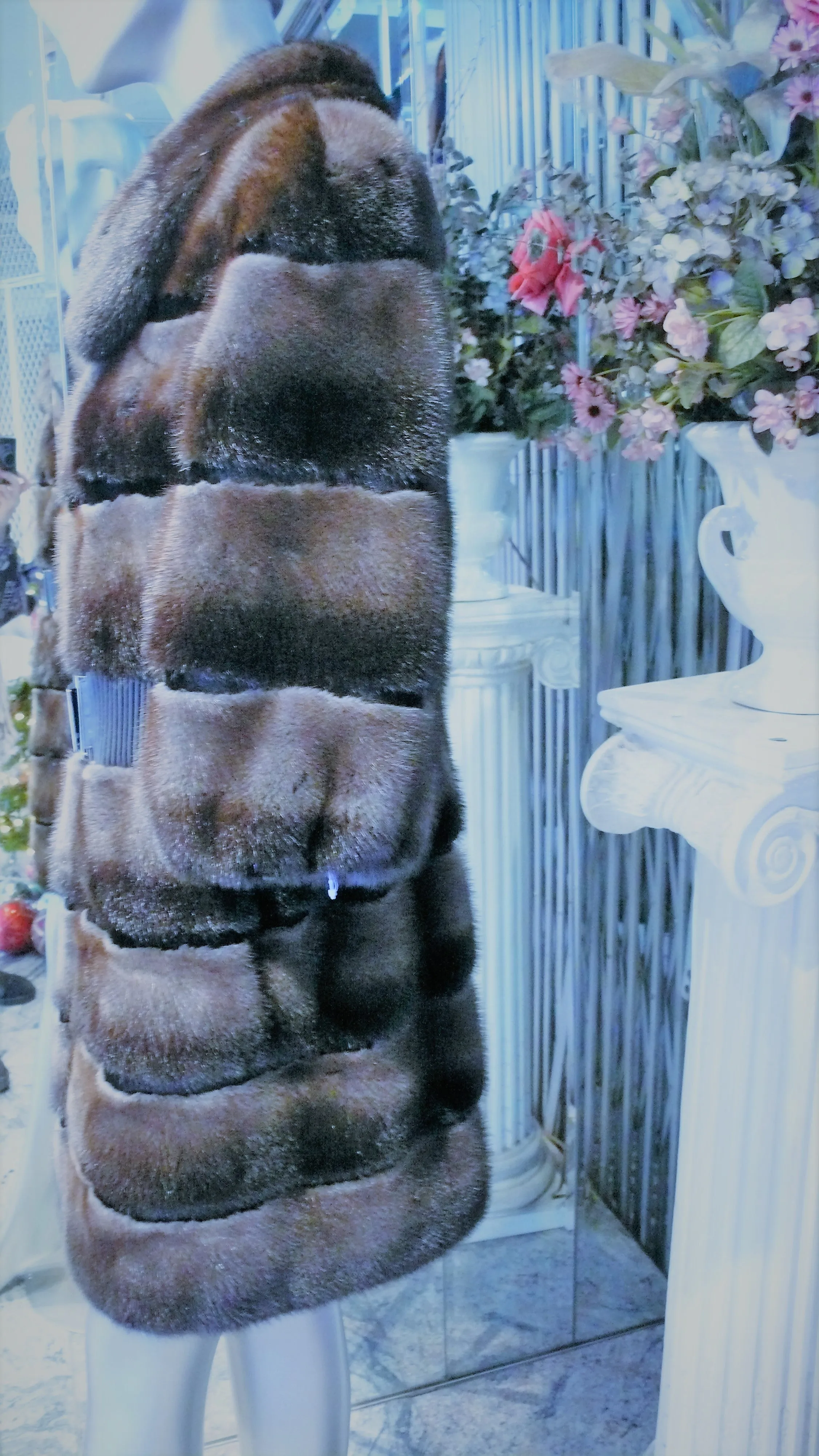 Mink Fur Stroller Coat Modern Horizontal Design Two Tone PREMIER FURS