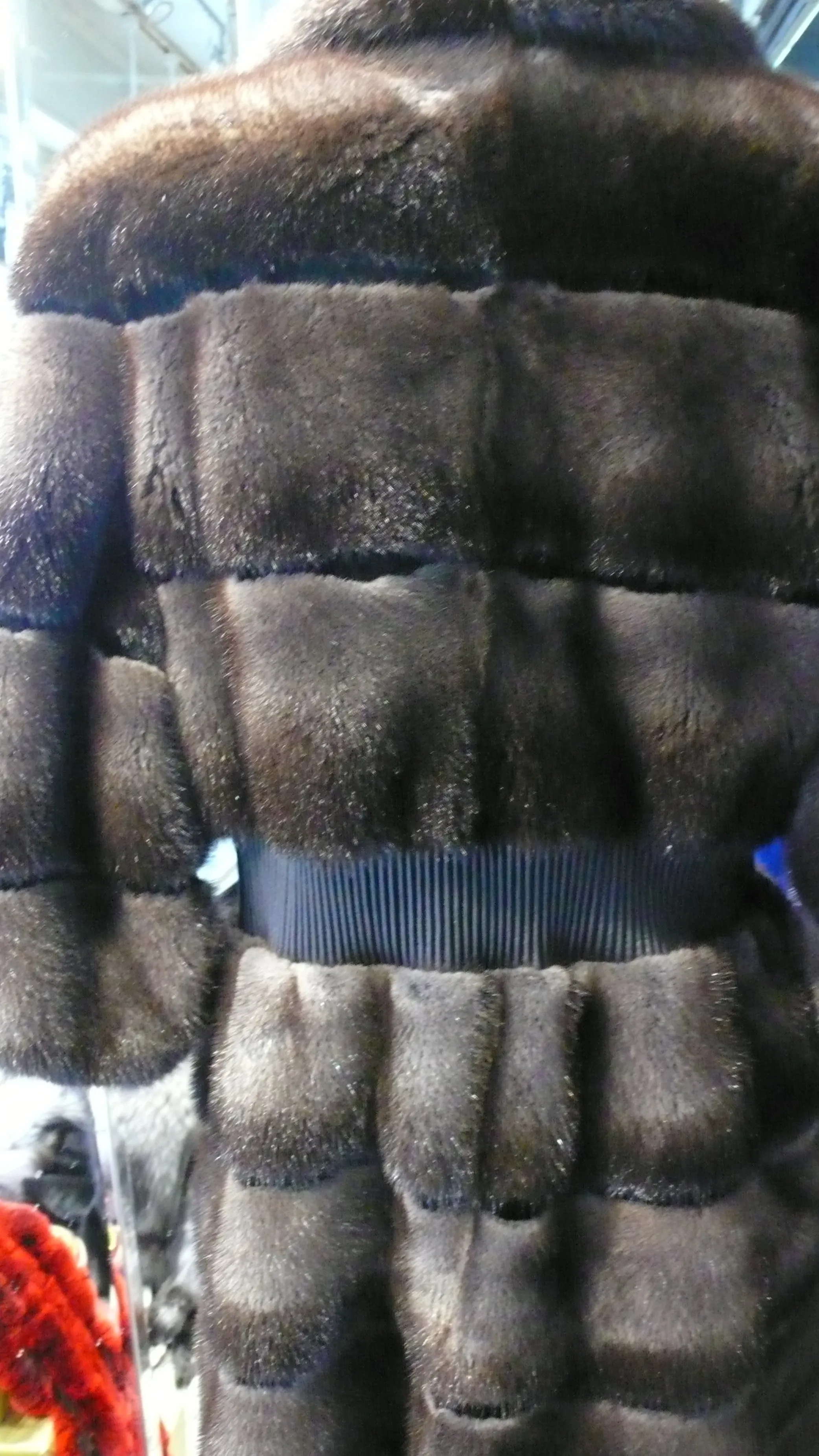 Mink Fur Stroller Coat Modern Horizontal Design Two Tone PREMIER FURS