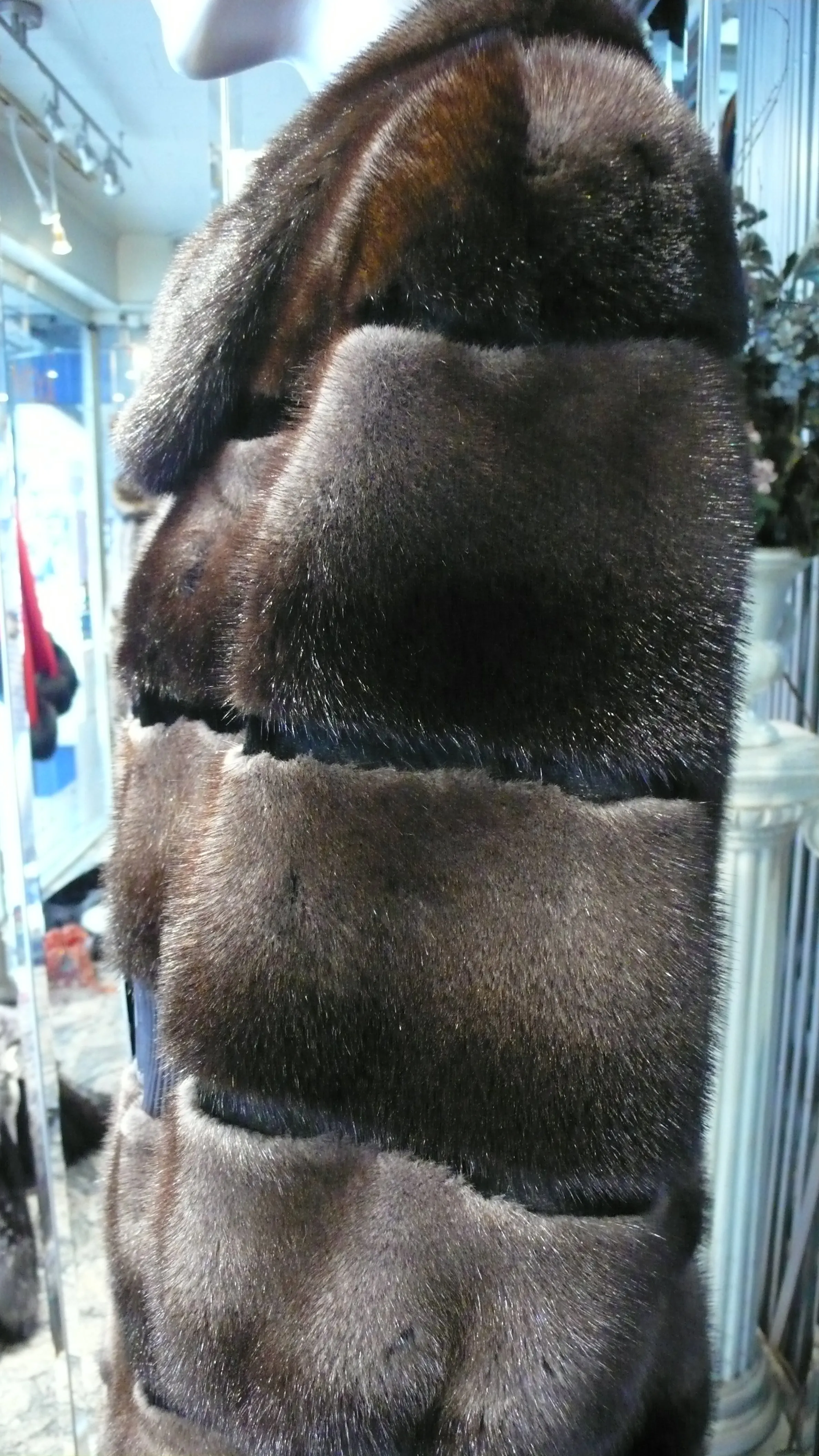 Mink Fur Stroller Coat Modern Horizontal Design Two Tone PREMIER FURS