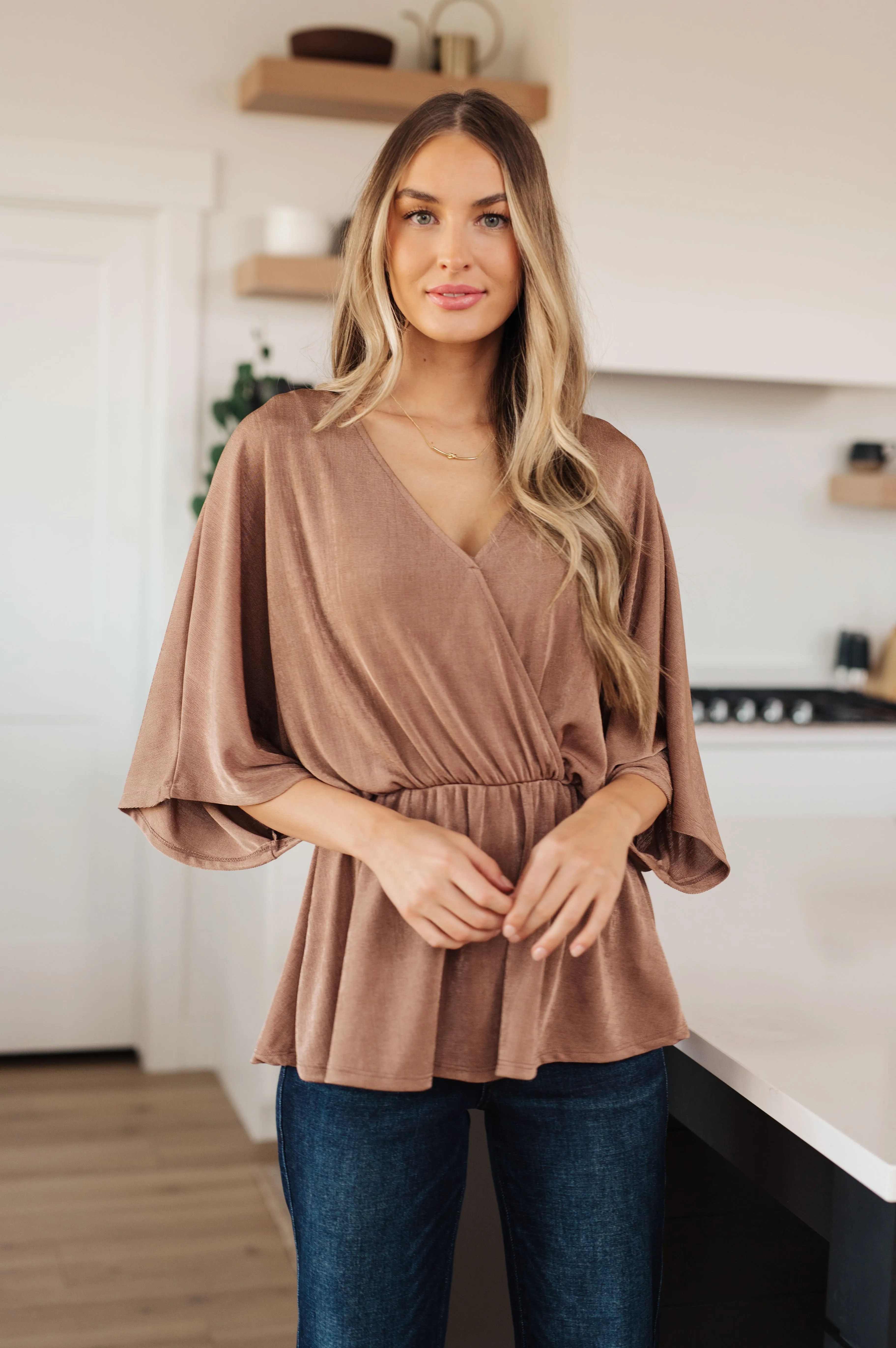 Mittoshop-Dazzlingly Draped V-Neck Blouse