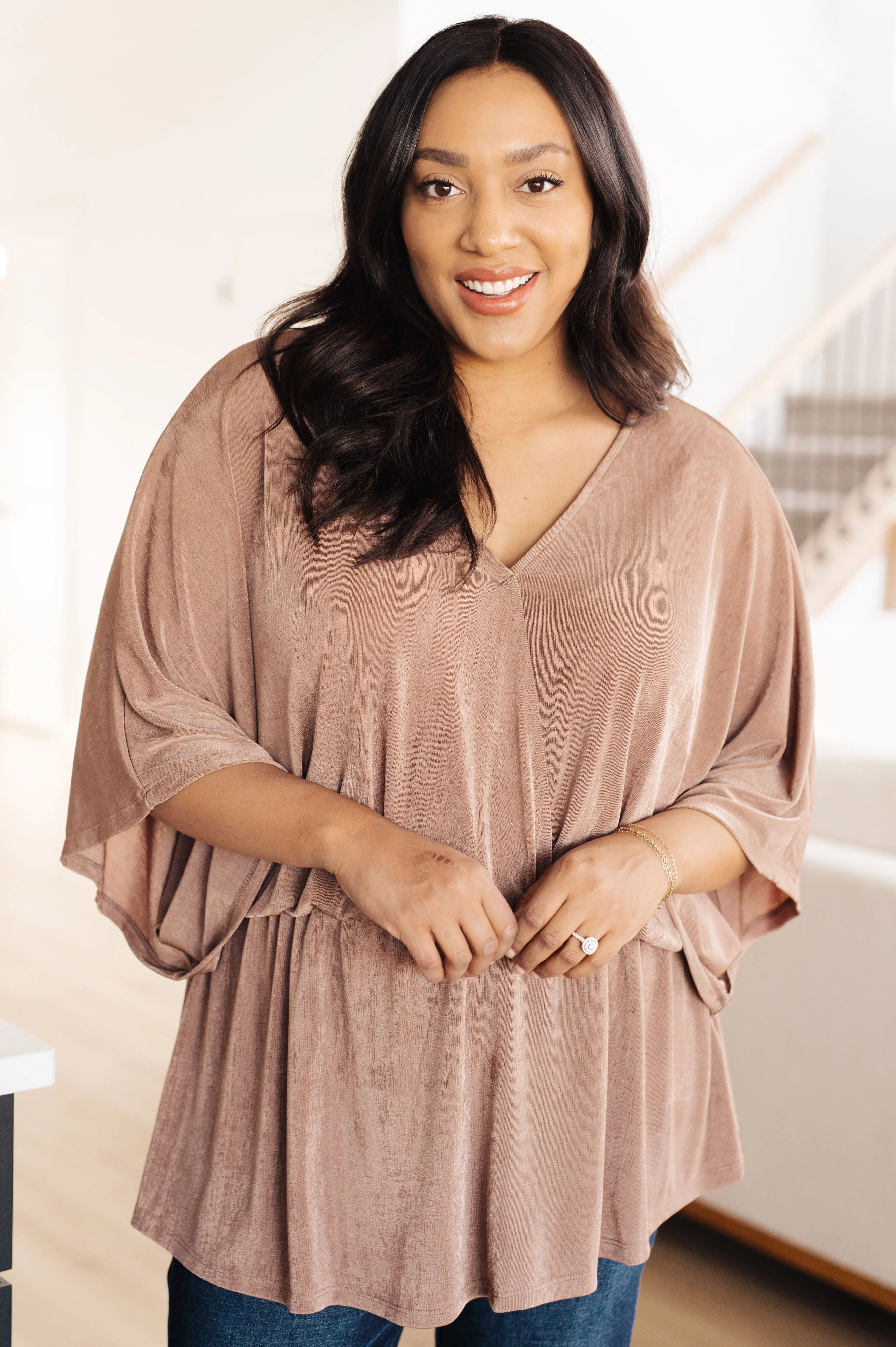Mittoshop-Dazzlingly Draped V-Neck Blouse