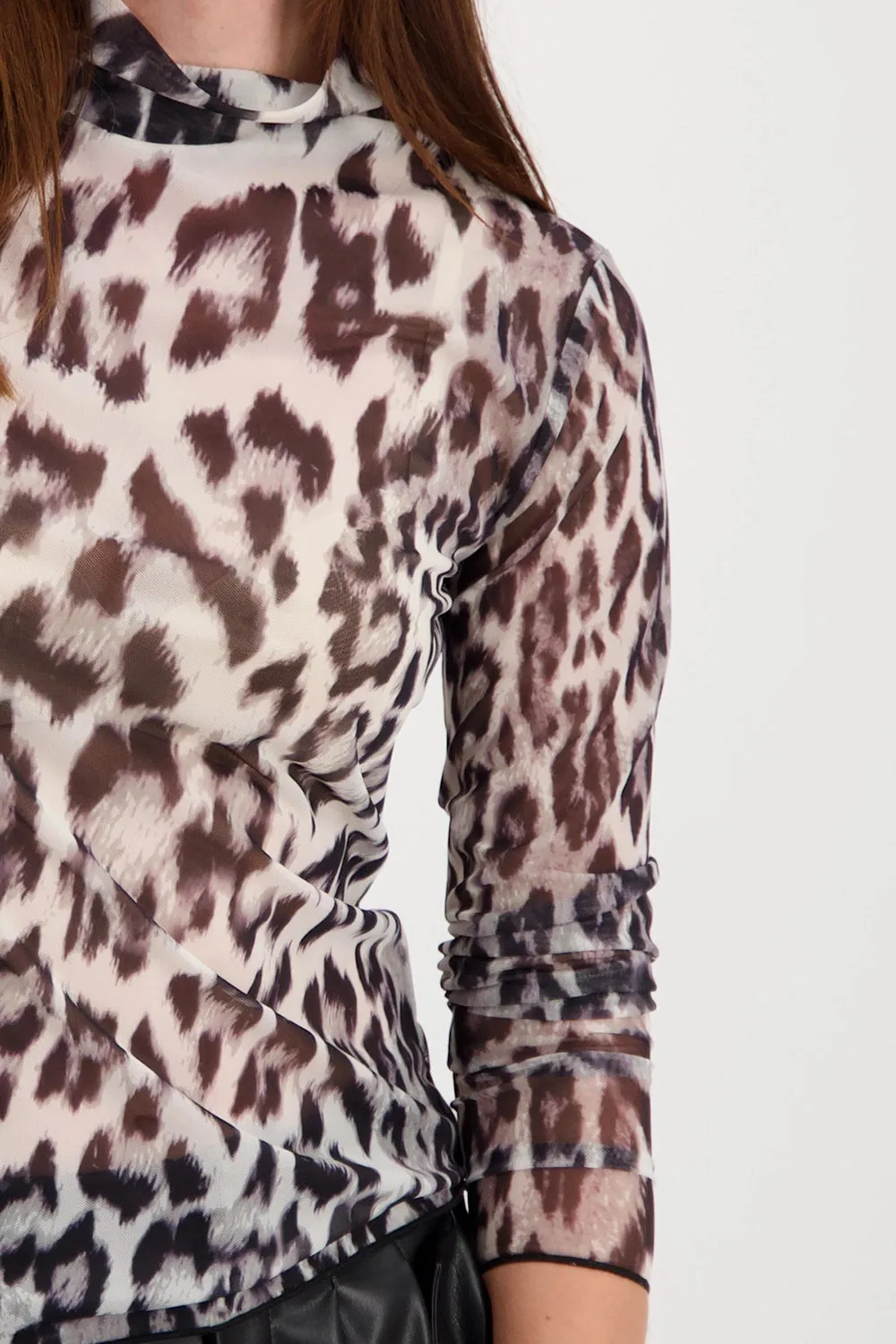 Monari Leopard Print Mesh Top 808119