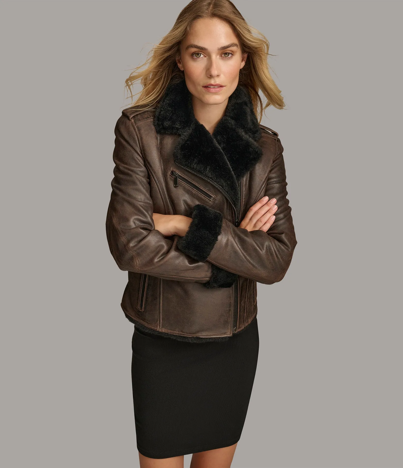 Oaklynn Faux Shearling Moto