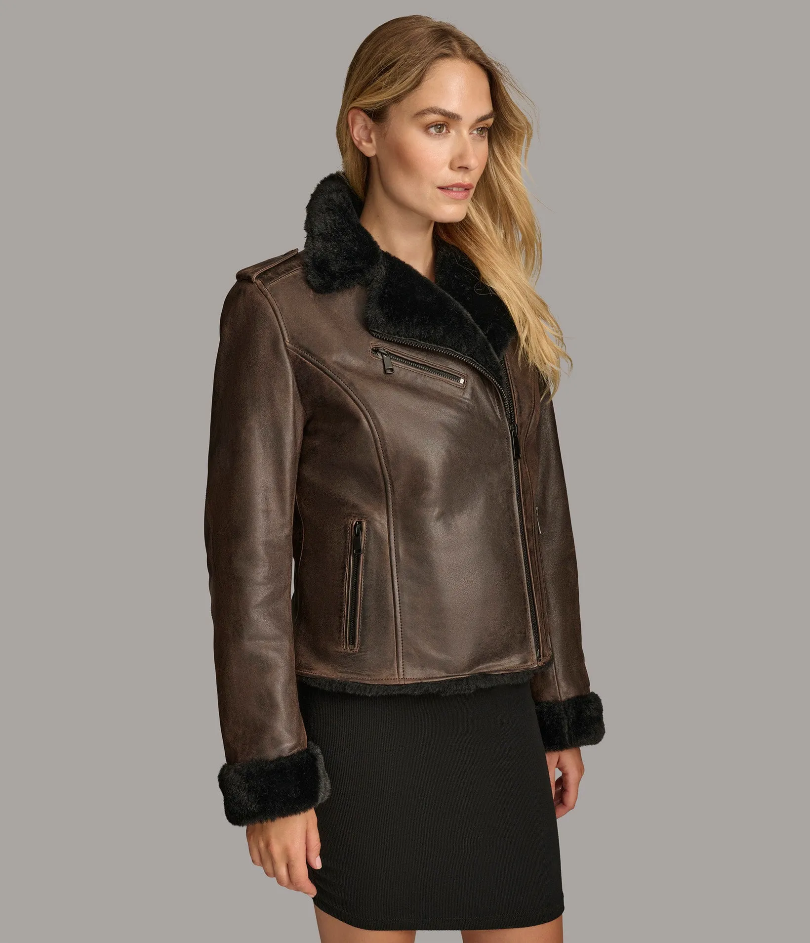Oaklynn Faux Shearling Moto