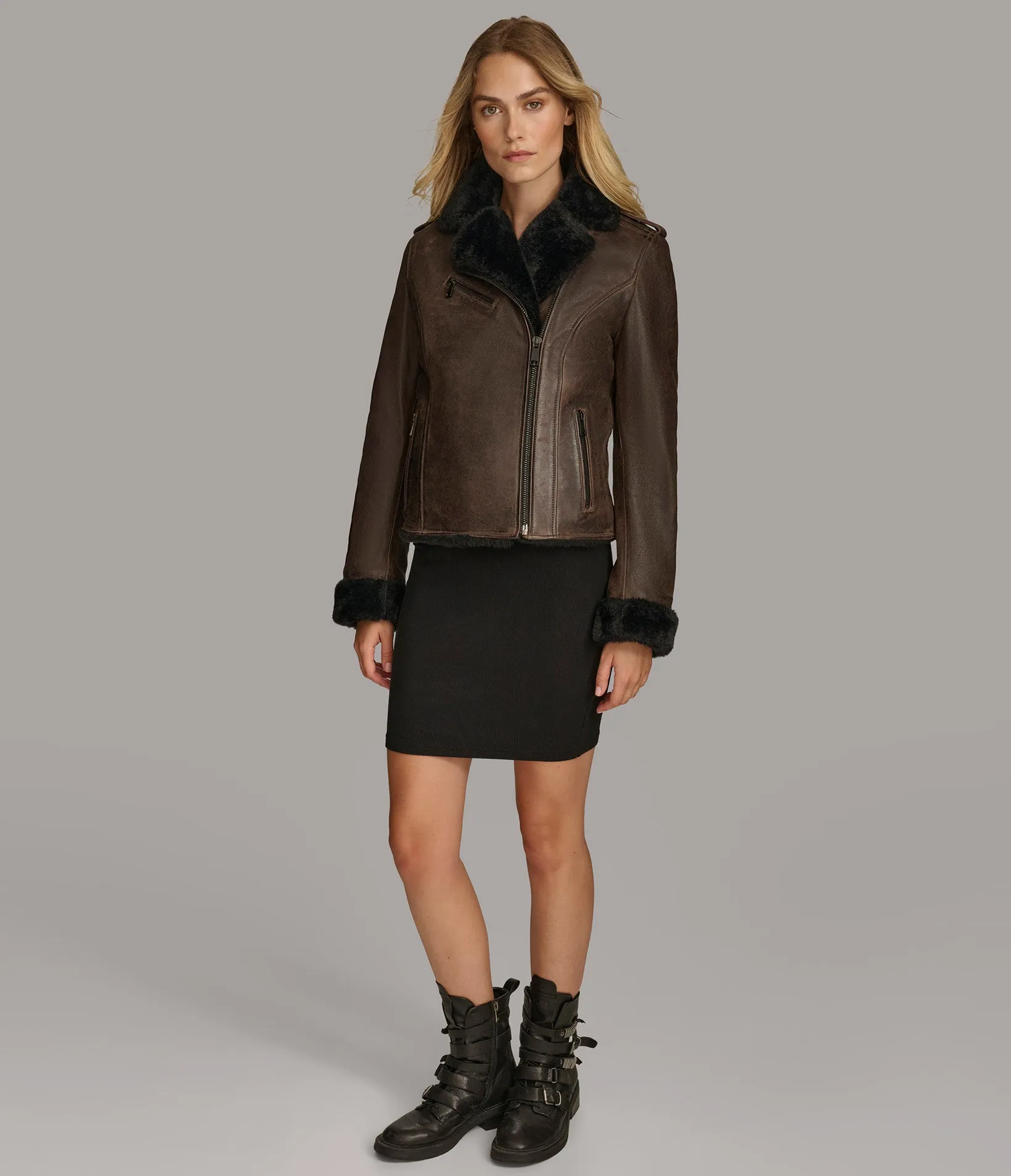 Oaklynn Faux Shearling Moto