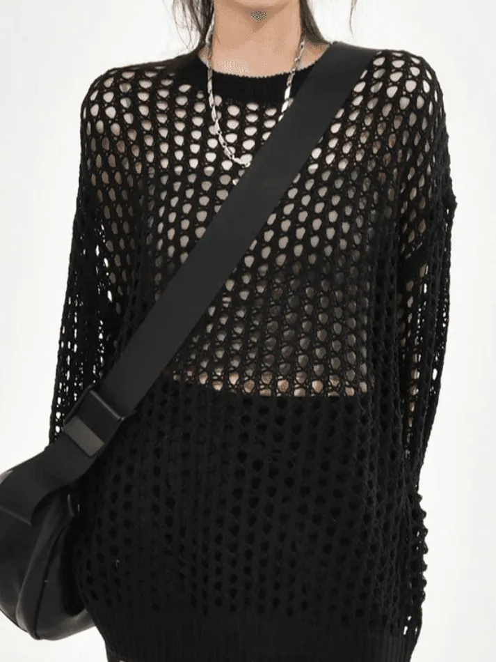 Oversized Crochet Open Knit Top