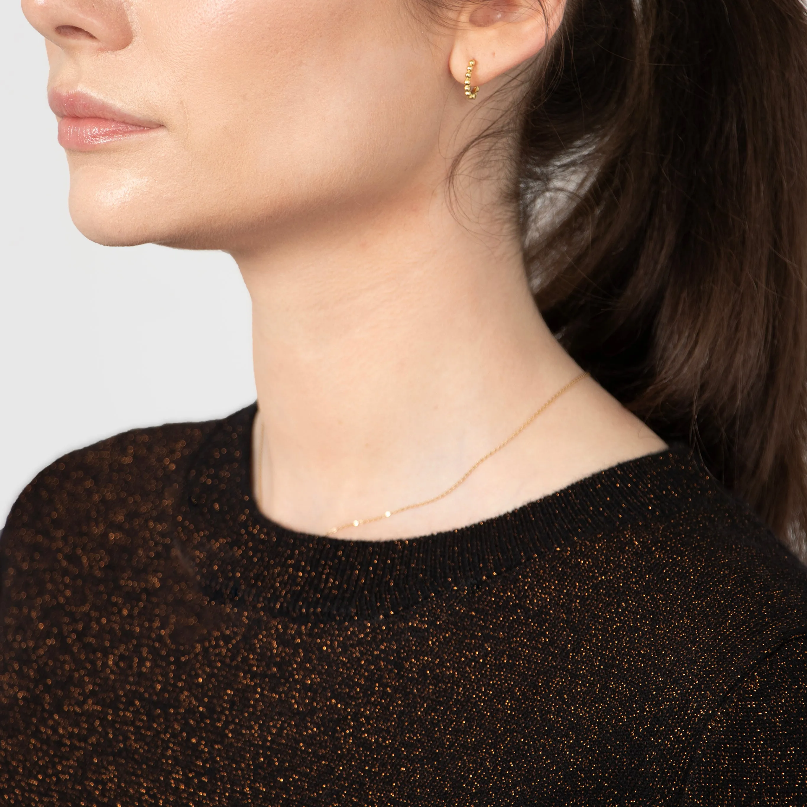 Penny Balloon Sleeve Jumper - Bronze, Glitter
