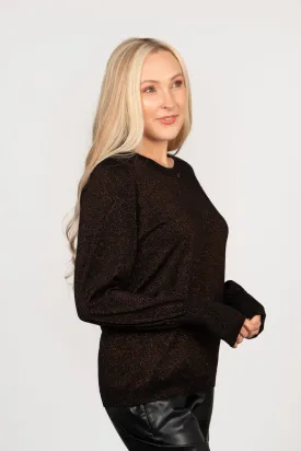 Penny Balloon Sleeve Jumper - Bronze, Glitter
