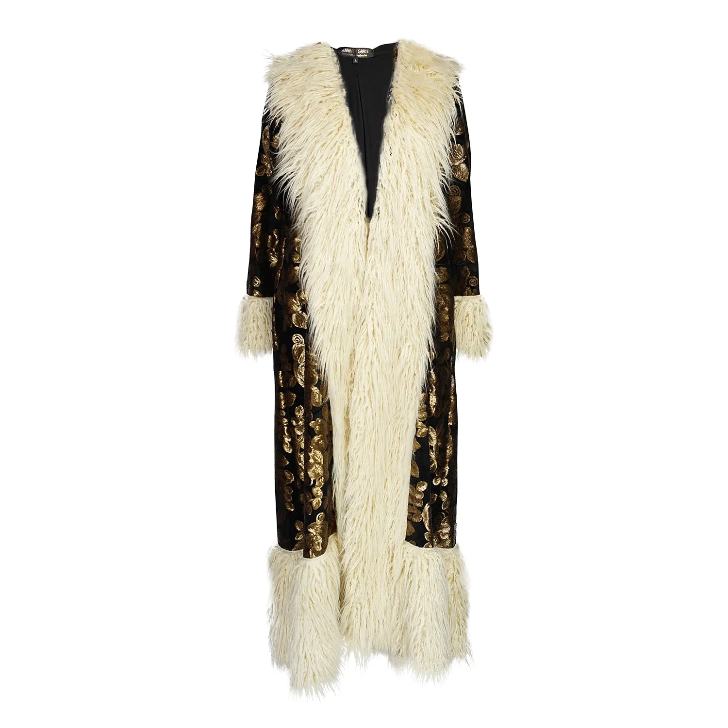 Penny Deluxe Oro Blossom Faux Fur Trim Coat