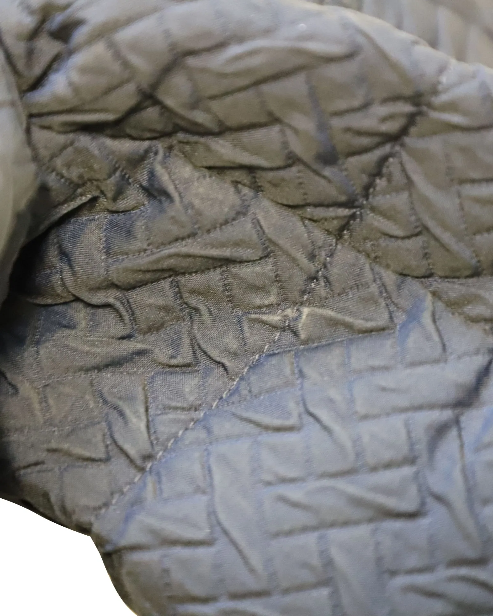 Prada Padded Jacket with Fur Collar in Navy Blue Polyester