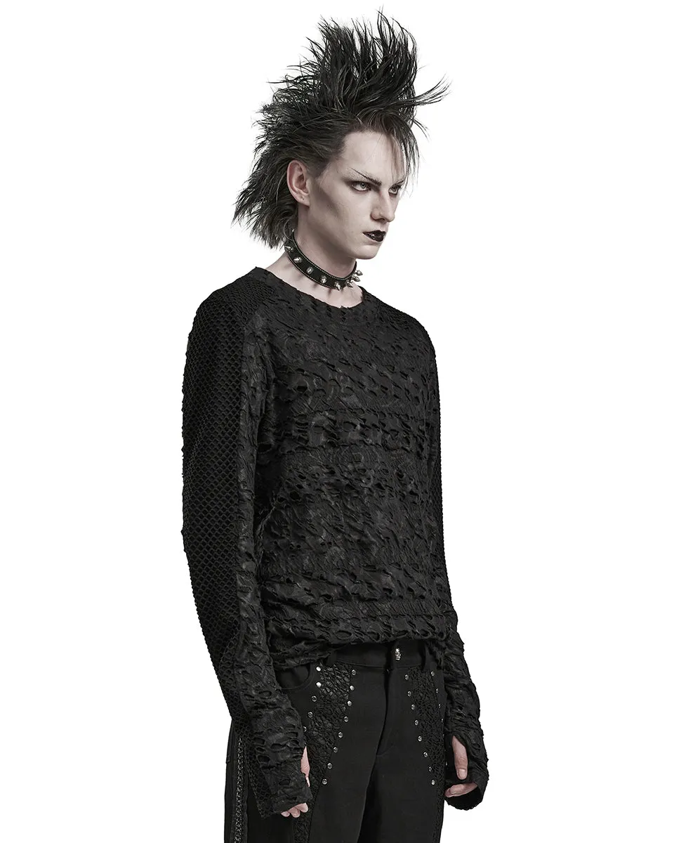 Punk Rave Mens Apocalyptic Gothic Textured Knit Top