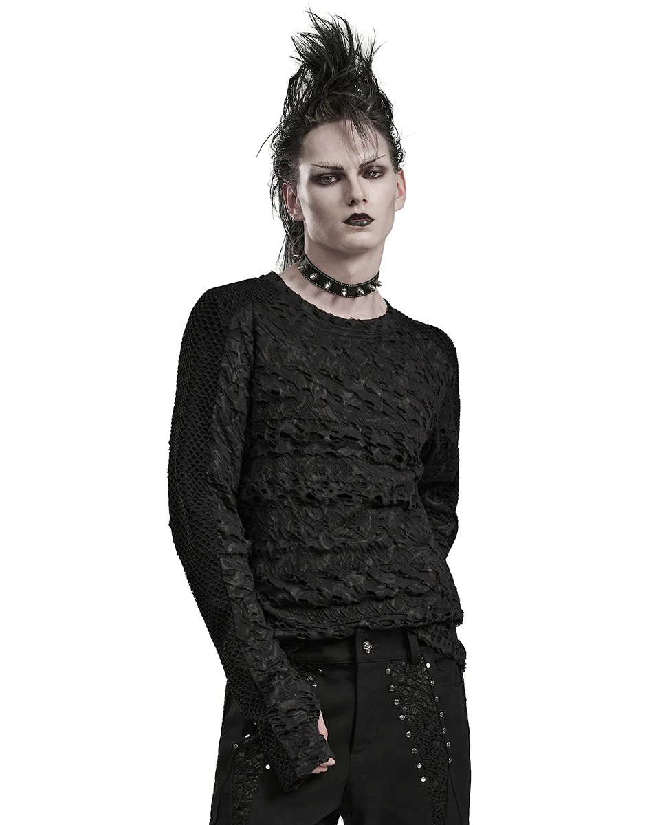 Punk Rave Mens Apocalyptic Gothic Textured Knit Top