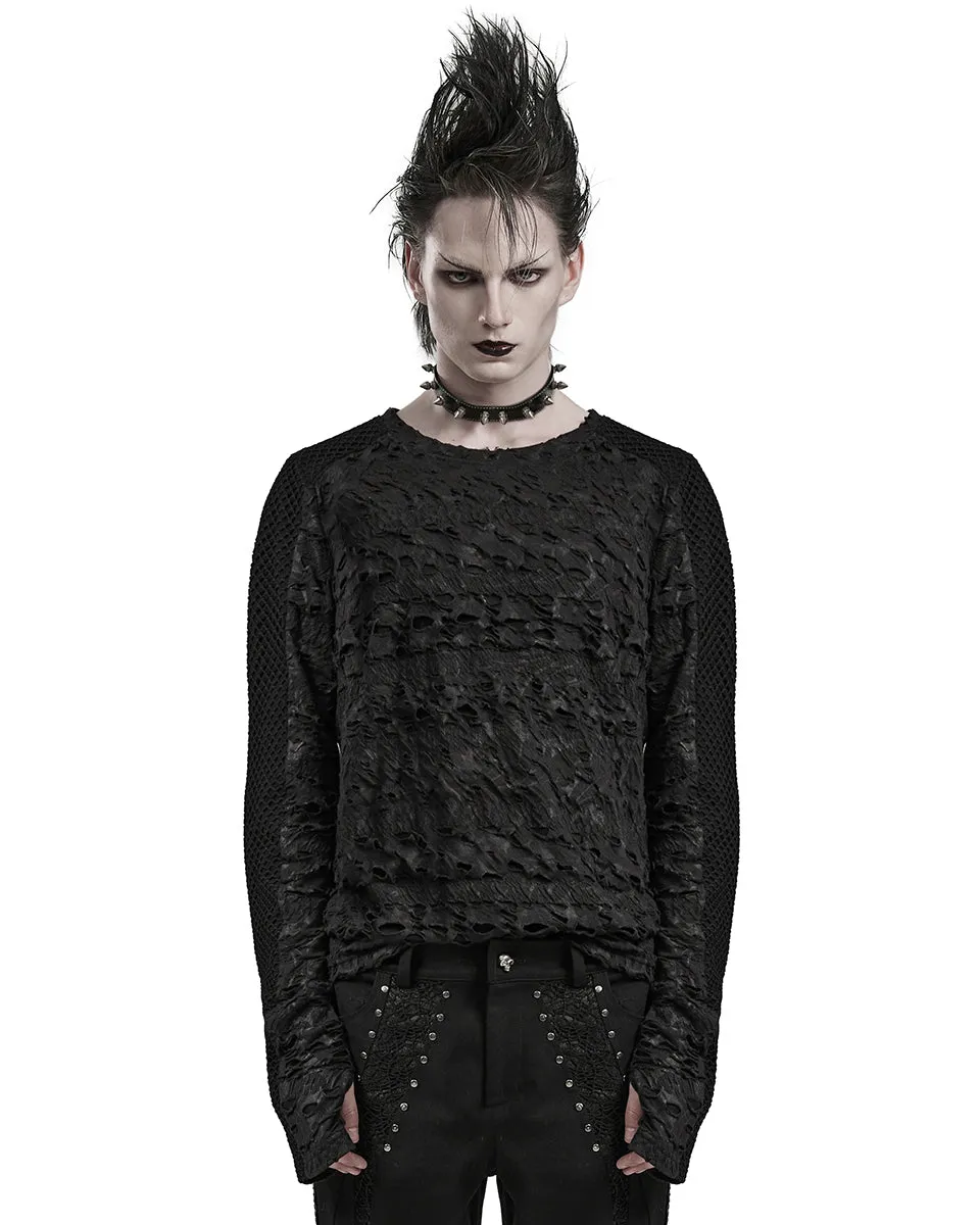 Punk Rave Mens Apocalyptic Gothic Textured Knit Top