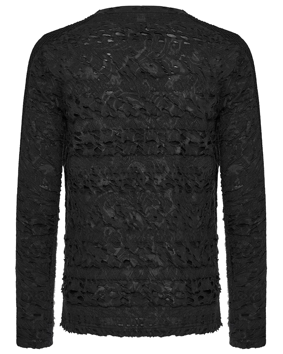 Punk Rave Mens Apocalyptic Gothic Textured Knit Top