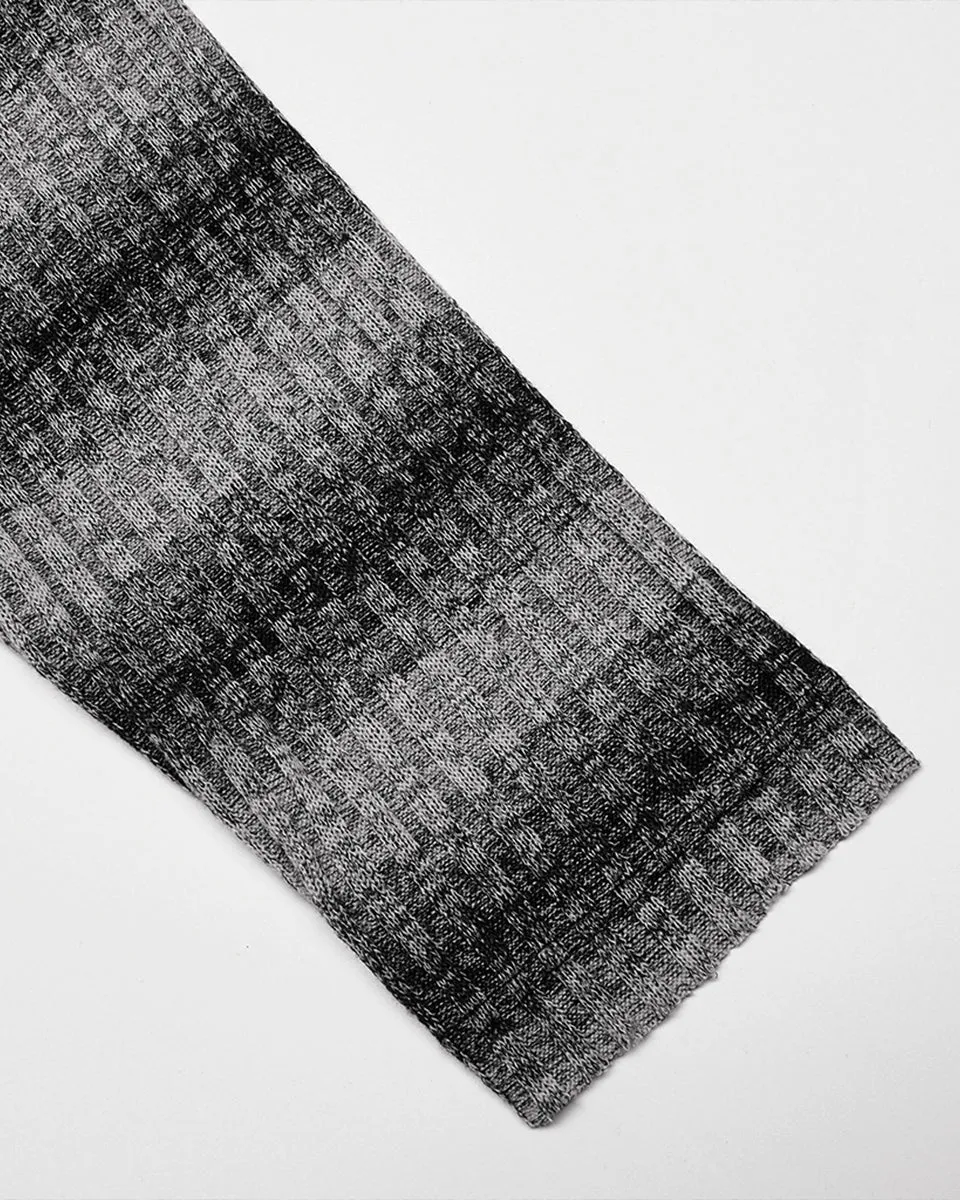 Punk Rave Mens Dark Punk Striped Knit Sweater Top - Black & Grey