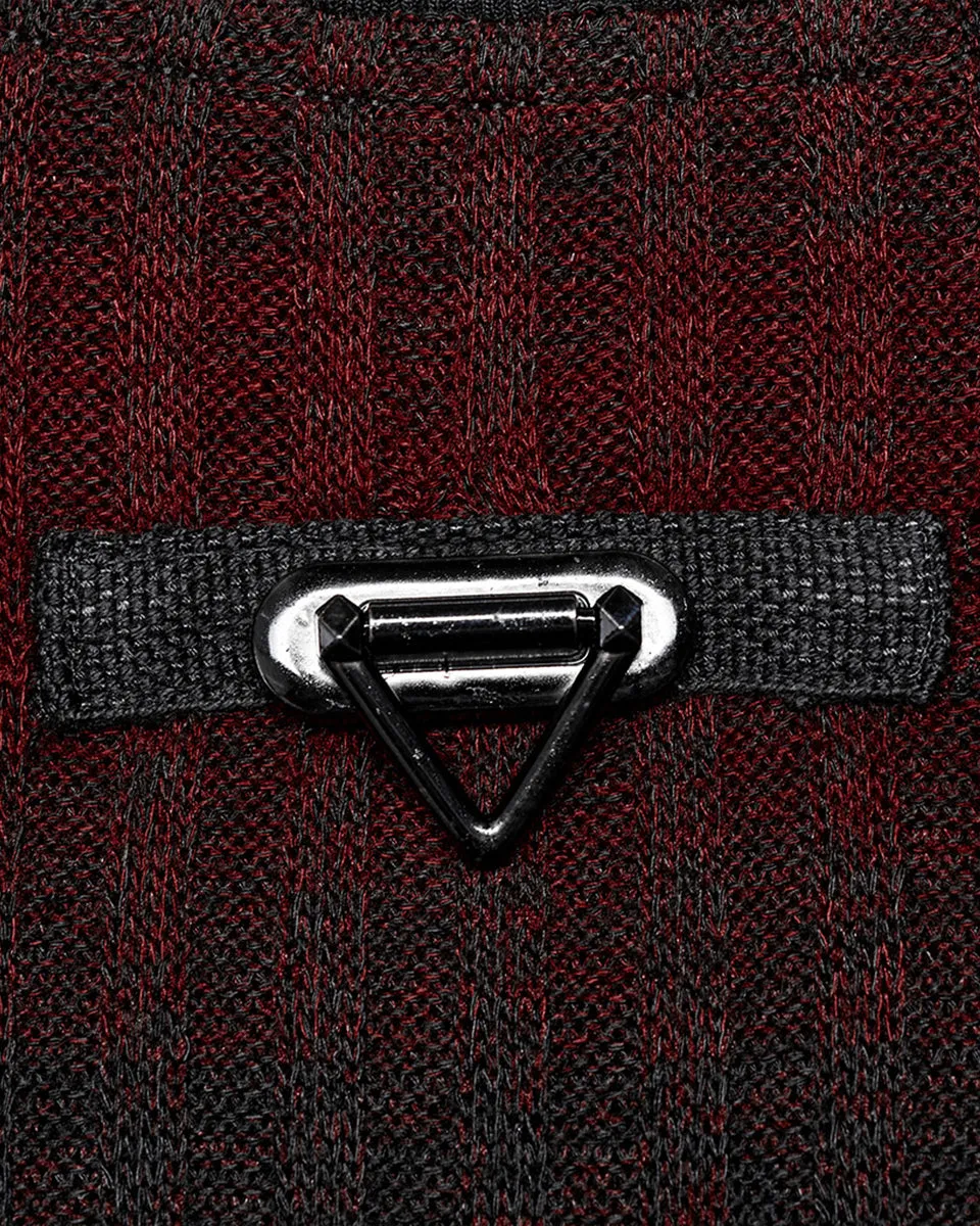 Punk Rave Mens Dark Punk Striped Knit Sweater Top - Black & Red