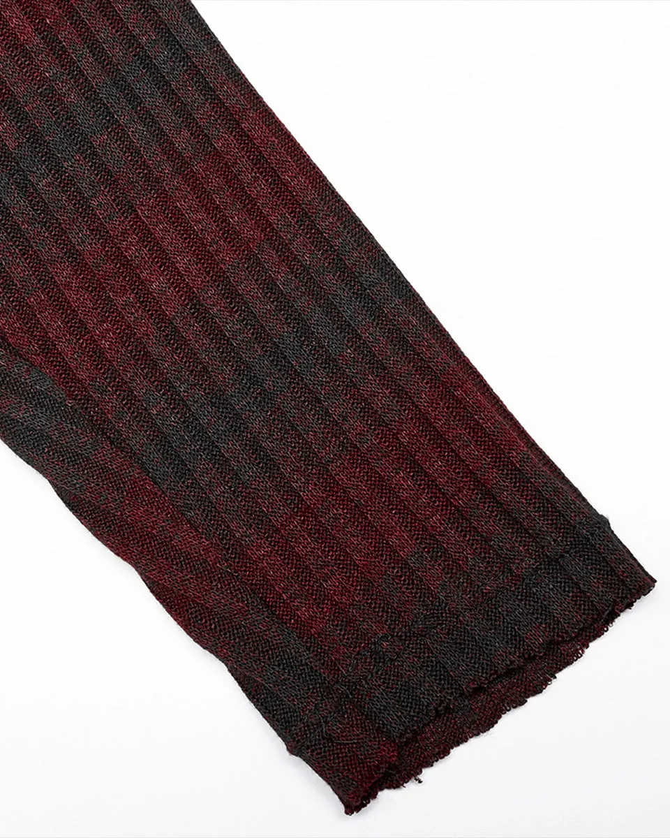 Punk Rave Mens Dark Punk Striped Knit Sweater Top - Black & Red