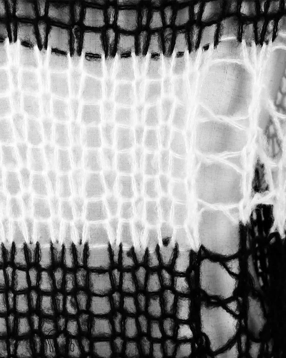 Punk Rave Womens Shredded Broken Knit Sweater Top - Black & White Stripe