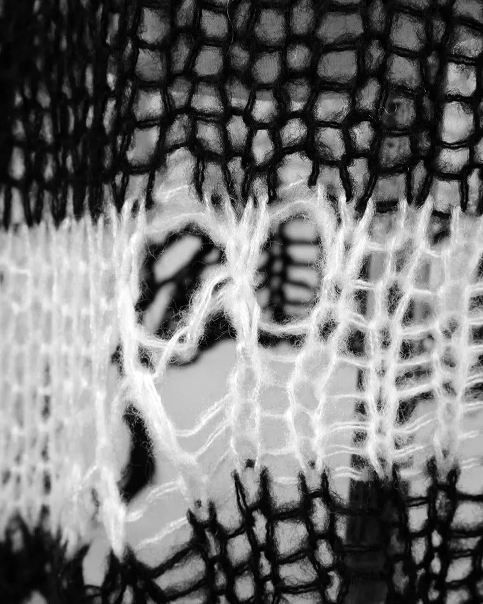 Punk Rave Womens Shredded Broken Knit Sweater Top - Black & White Stripe