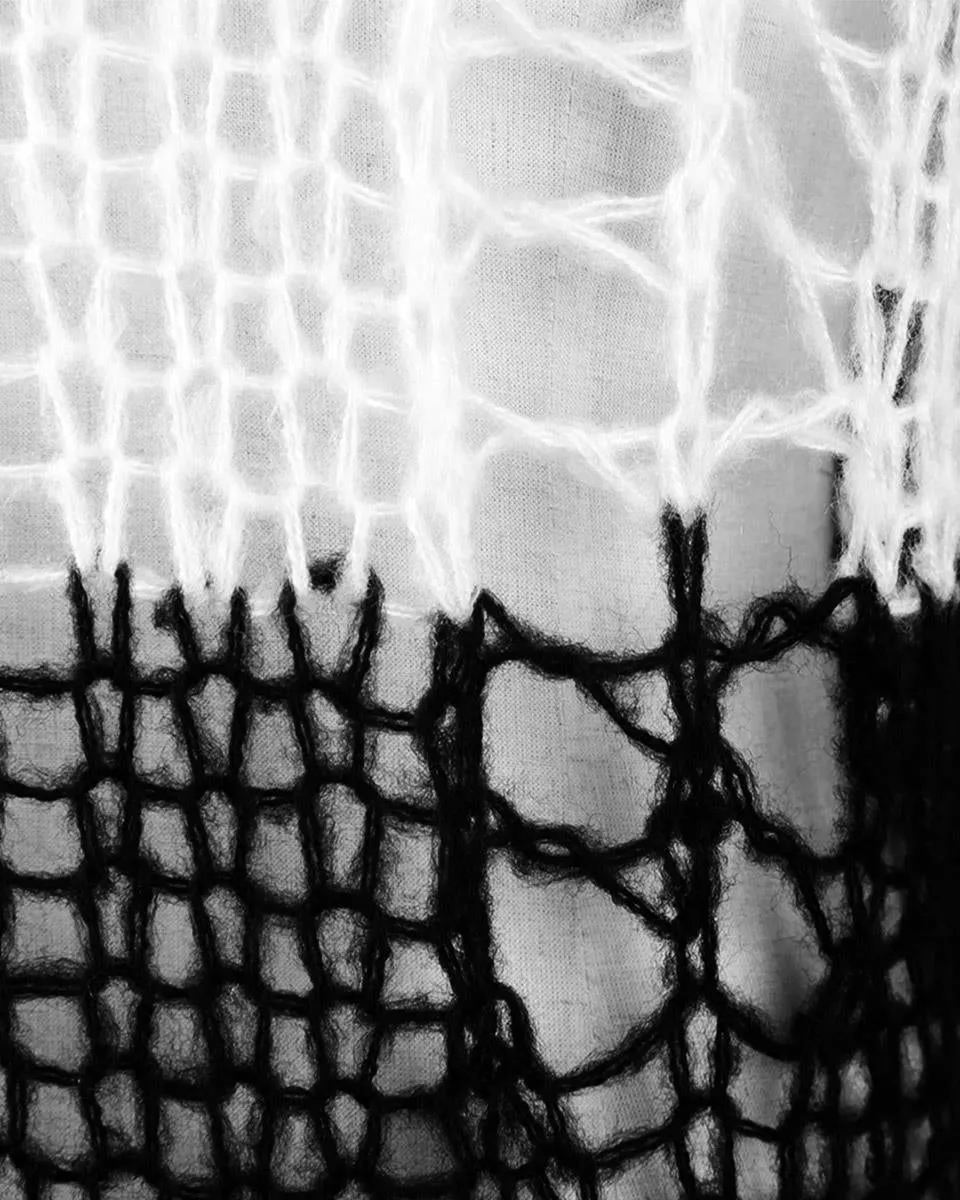 Punk Rave Womens Shredded Broken Knit Sweater Top - Black & White Stripe