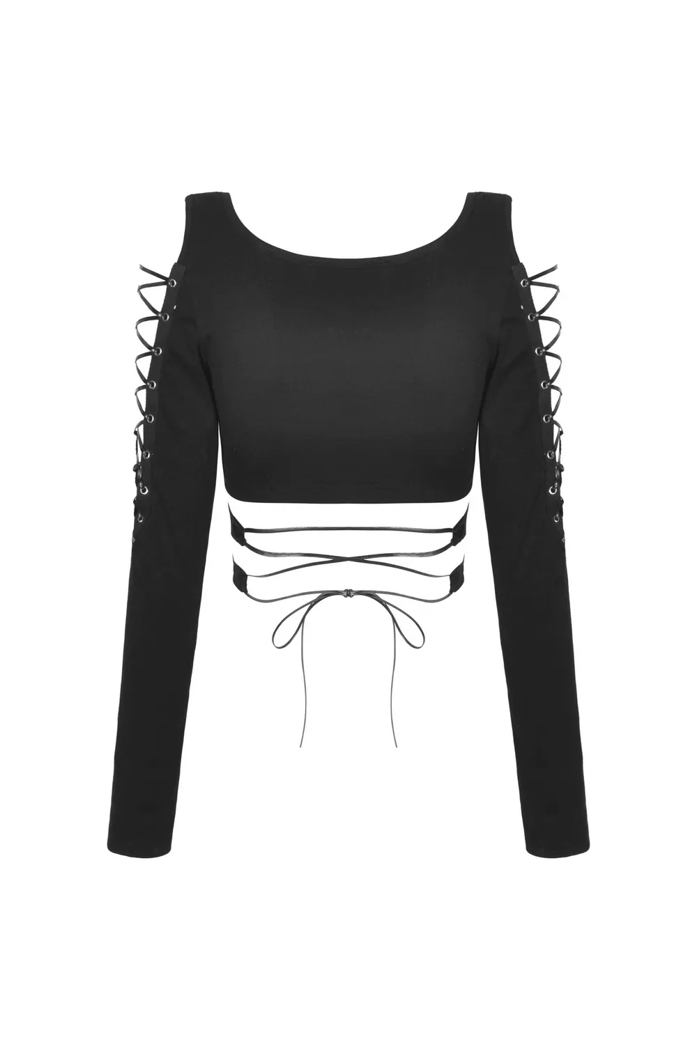 Punk Rock Batwing Long Sleeves Lace-Up Crop Top