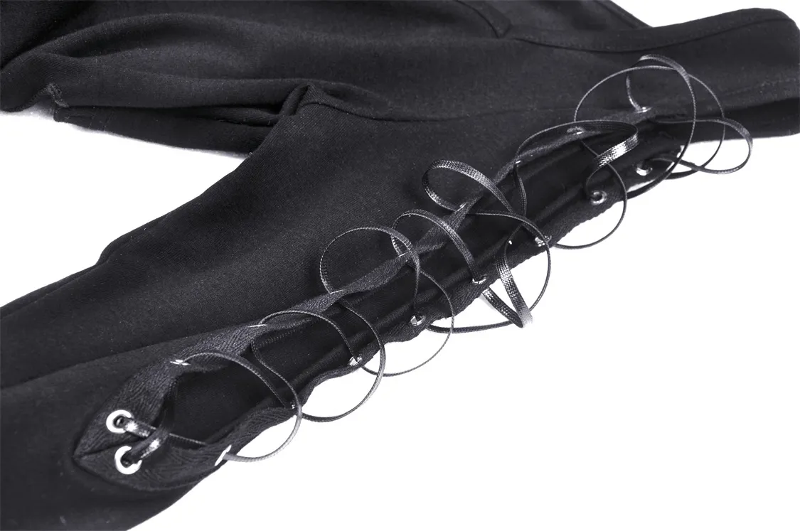 Punk Rock Batwing Long Sleeves Lace-Up Crop Top