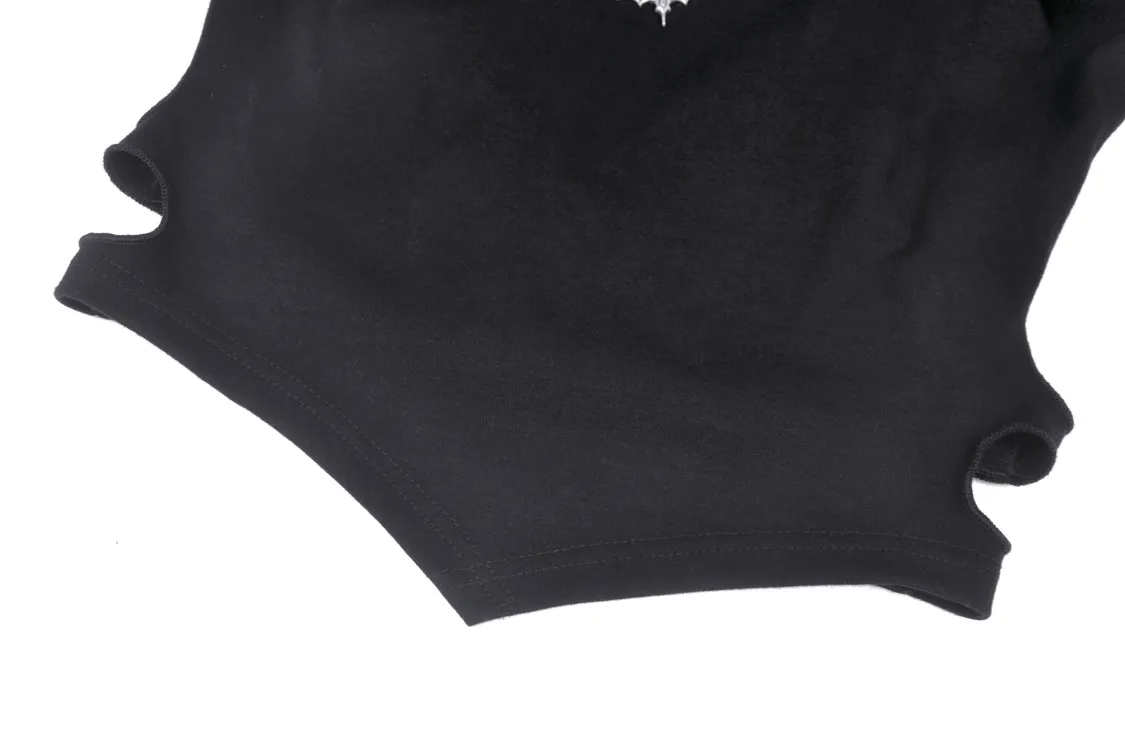 Punk Rock Batwing Long Sleeves Lace-Up Crop Top