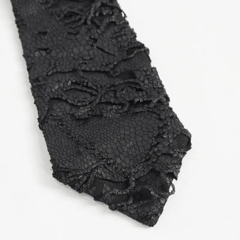 Punk Skull Necktie with Metal Rings / Stylish Gothic Adjustable Collar Tie