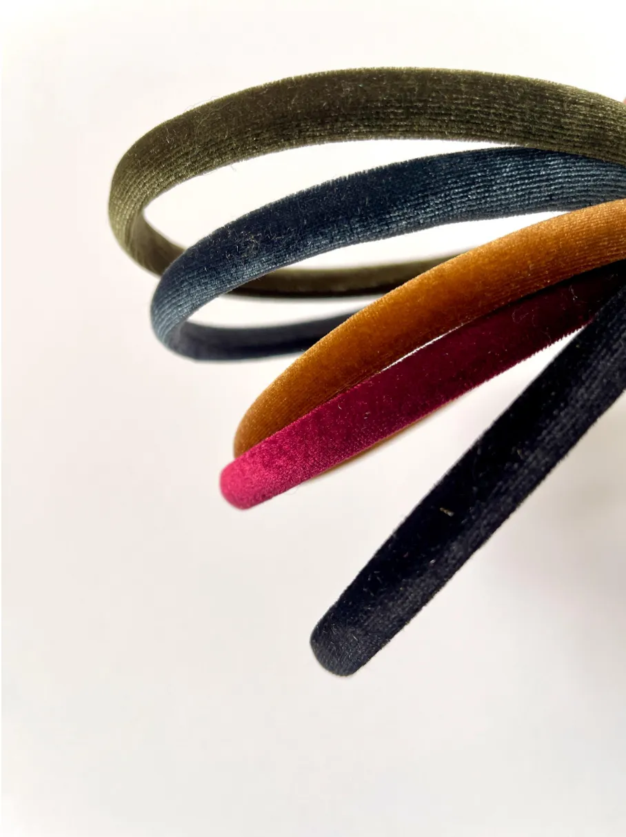Rich Velour Skinny Headband | Hard Headband | Thin Headband | Comfortable Headband | Made to Order
