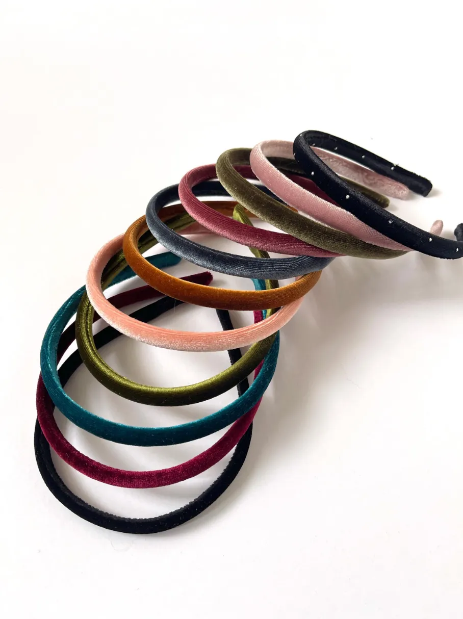 Rich Velour Skinny Headband | Hard Headband | Thin Headband | Comfortable Headband | Made to Order