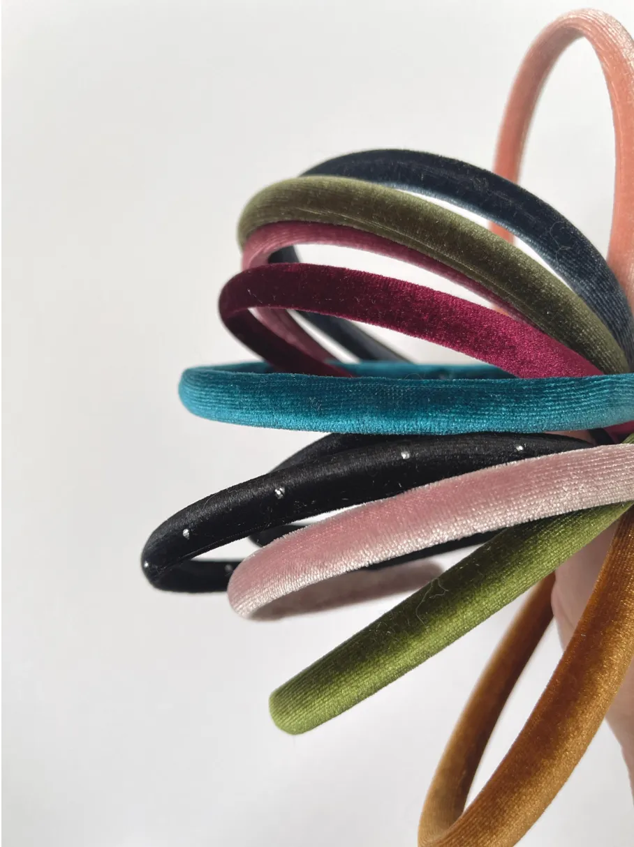 Rich Velour Skinny Headband | Hard Headband | Thin Headband | Comfortable Headband | Made to Order