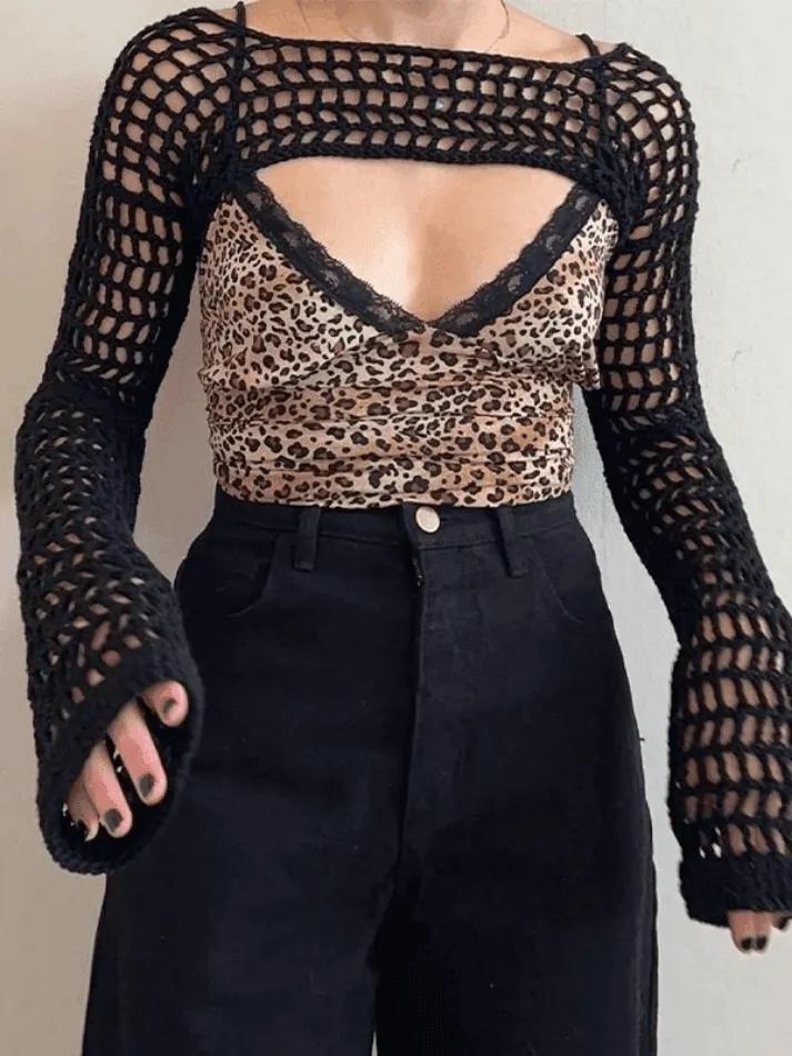 See Through Crochet Knit Bolero Shrug