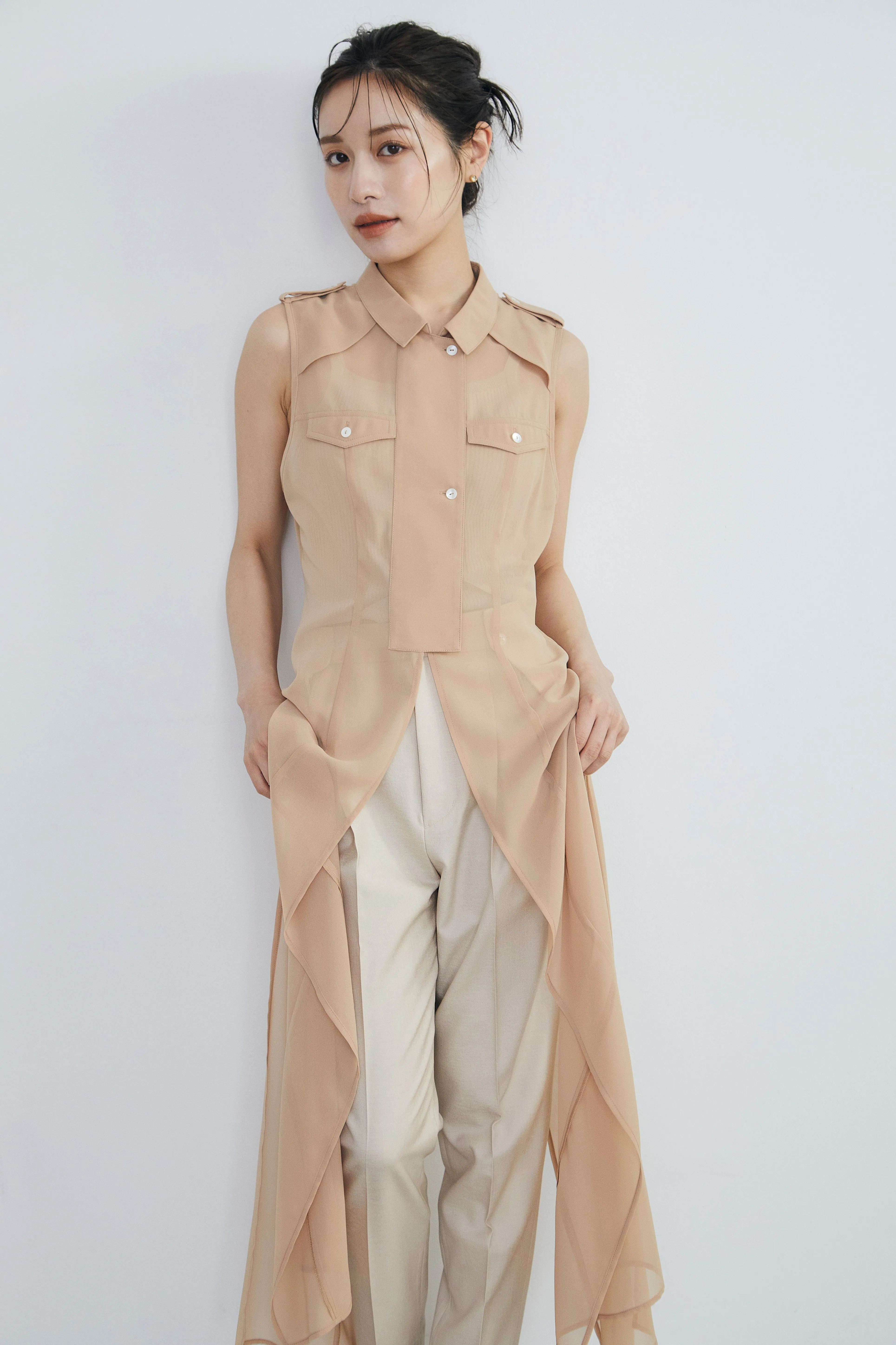 Sheer trench Long gilet