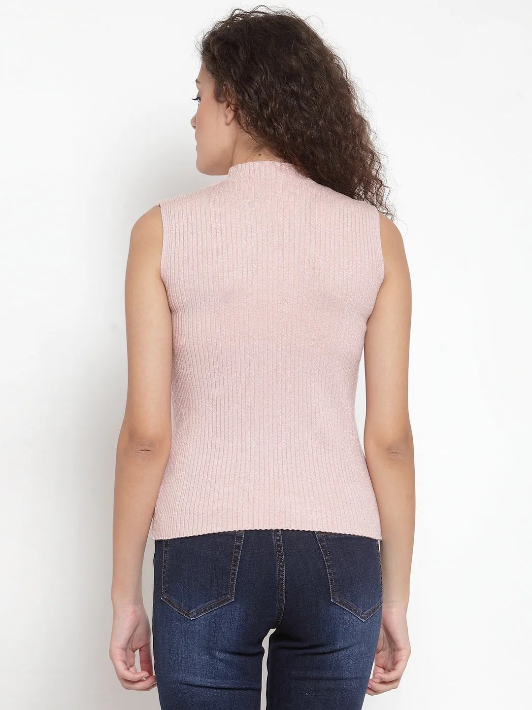 Shimmery Pink & Silver Ultra Stretchable Slim Fit Skivvy