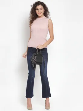 Shimmery Pink & Silver Ultra Stretchable Slim Fit Skivvy