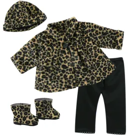 Sophia’s by Teamson Kids 4 Piece Baby Dolls Clothes Set with Doll Shoes, 18" Doll Outfit with Animal Print Coat, Leggings and Doll Hair Hat Accessory