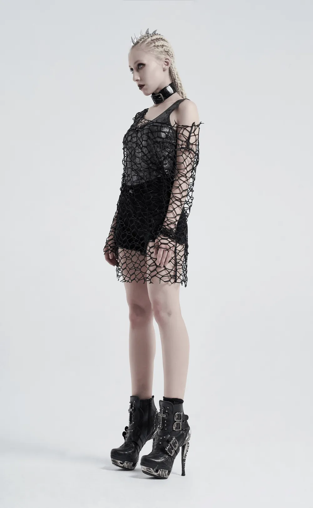 Stylish Edgy Sheer Oversize Knit Top for Punk Style