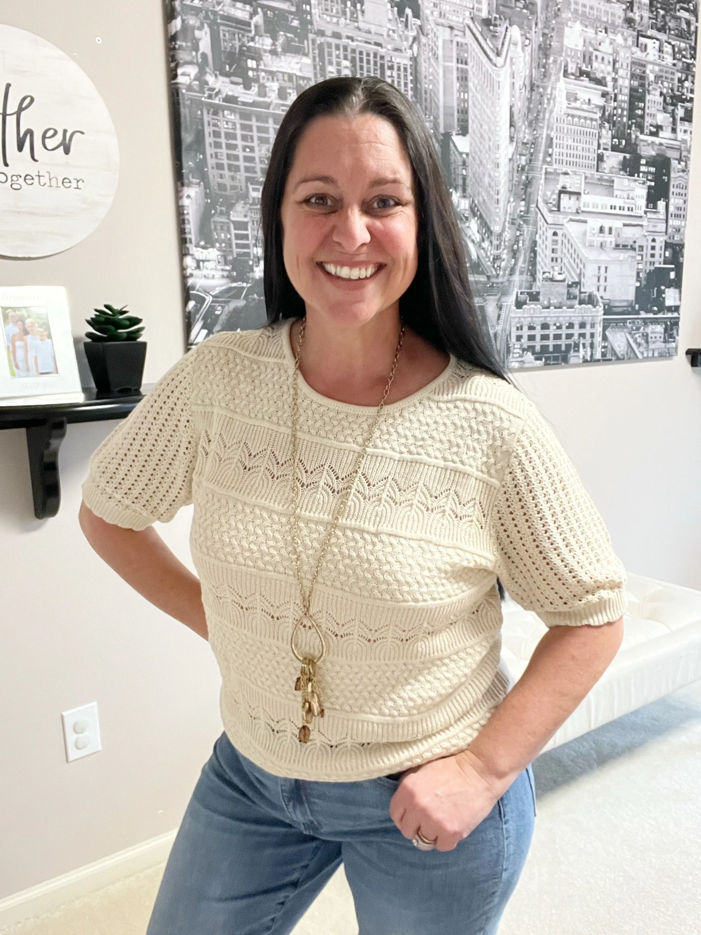 Thea Crocheted Knit Top