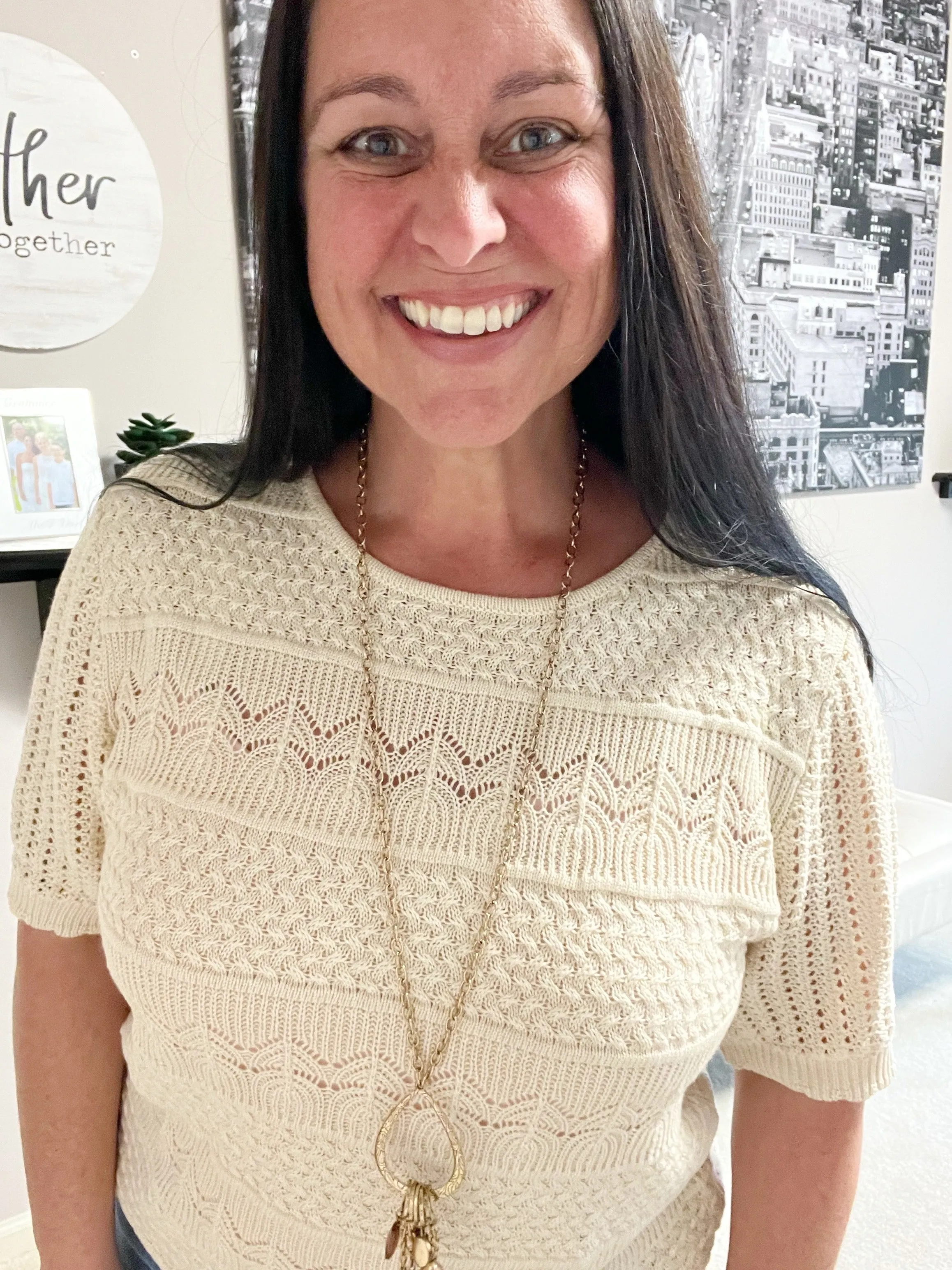 Thea Crocheted Knit Top