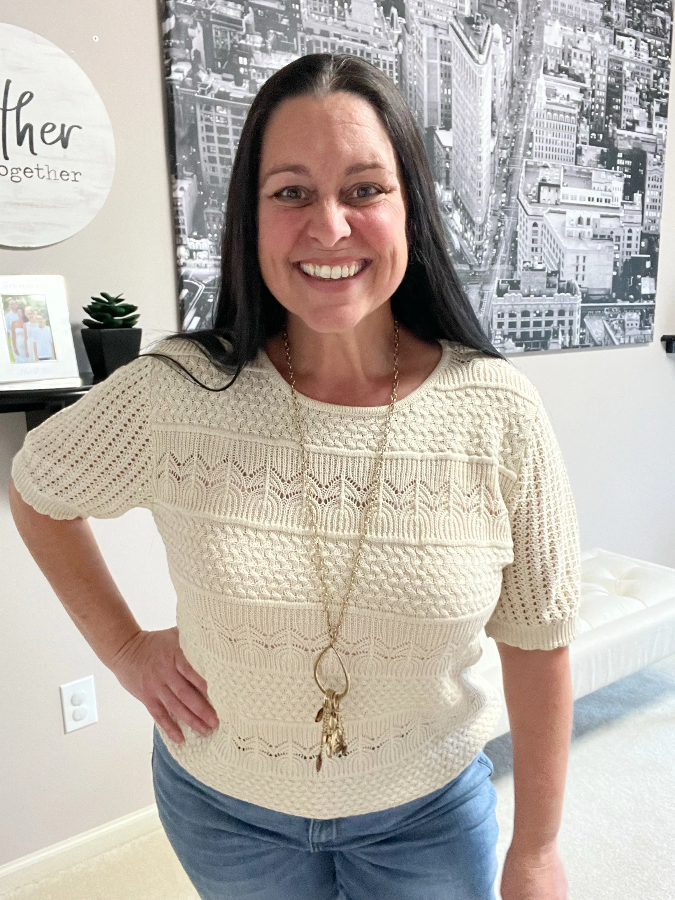 Thea Crocheted Knit Top