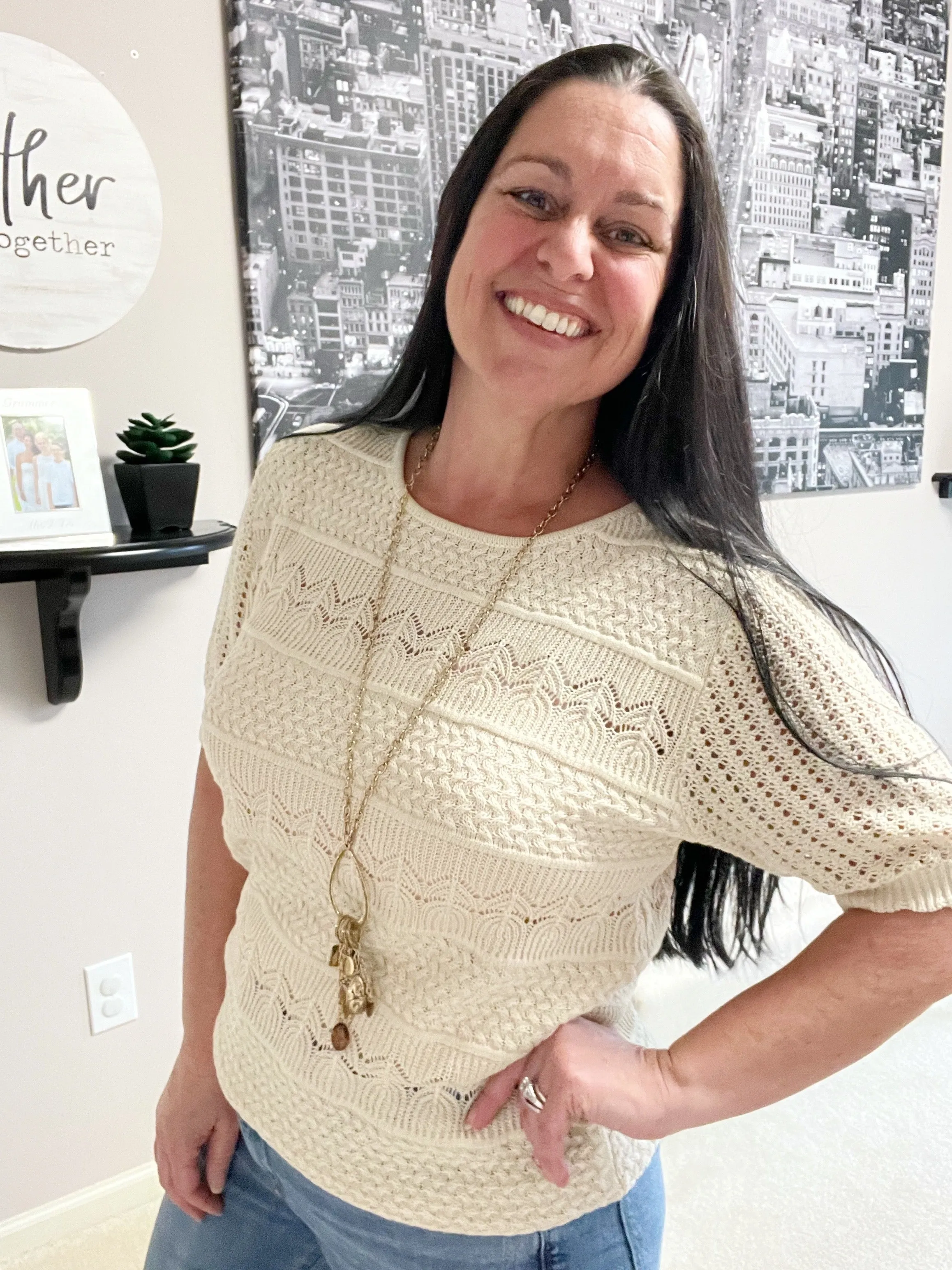 Thea Crocheted Knit Top