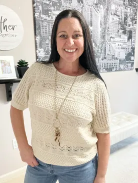 Thea Crocheted Knit Top