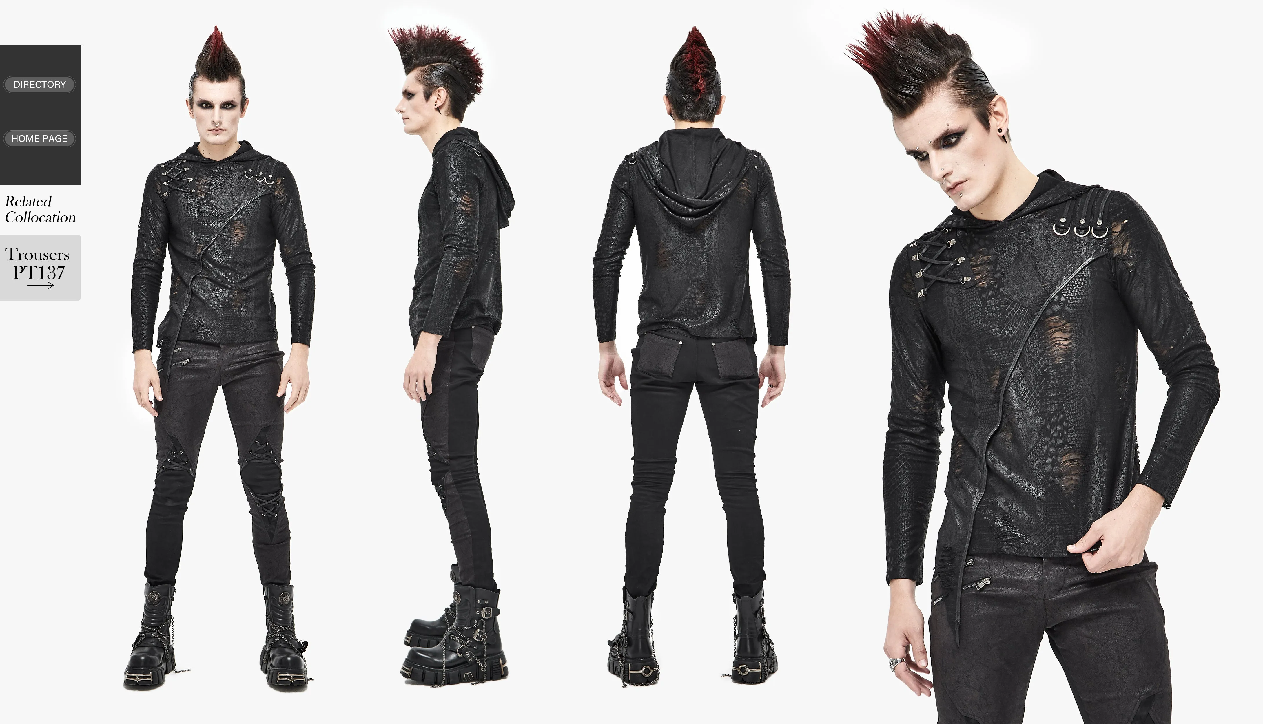 TT164 Diablo Shabby Hooded Long Sleeve T-Shirt