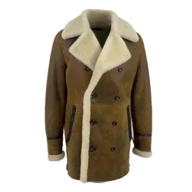 Tyler's Distressed Shearling Real Leather Trench Coat